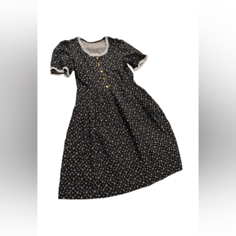 Vintage 1980s 1990s Short Sleeve Cottagecore Prairiecore Dress